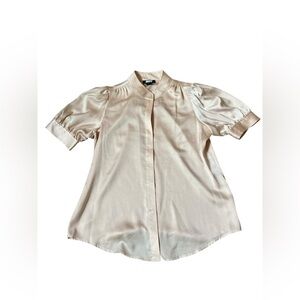 DKNY, DKNY, Women's Puff-Sleeve Mandarin-Collar Covered-Placket Blouse, medium